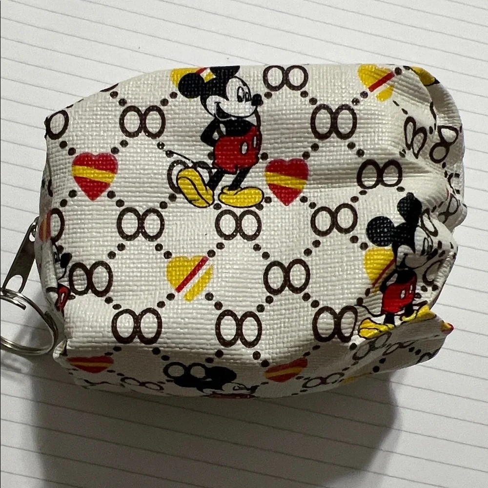 Mickey Mouse Patterned Pouch wallet change purse with key ring